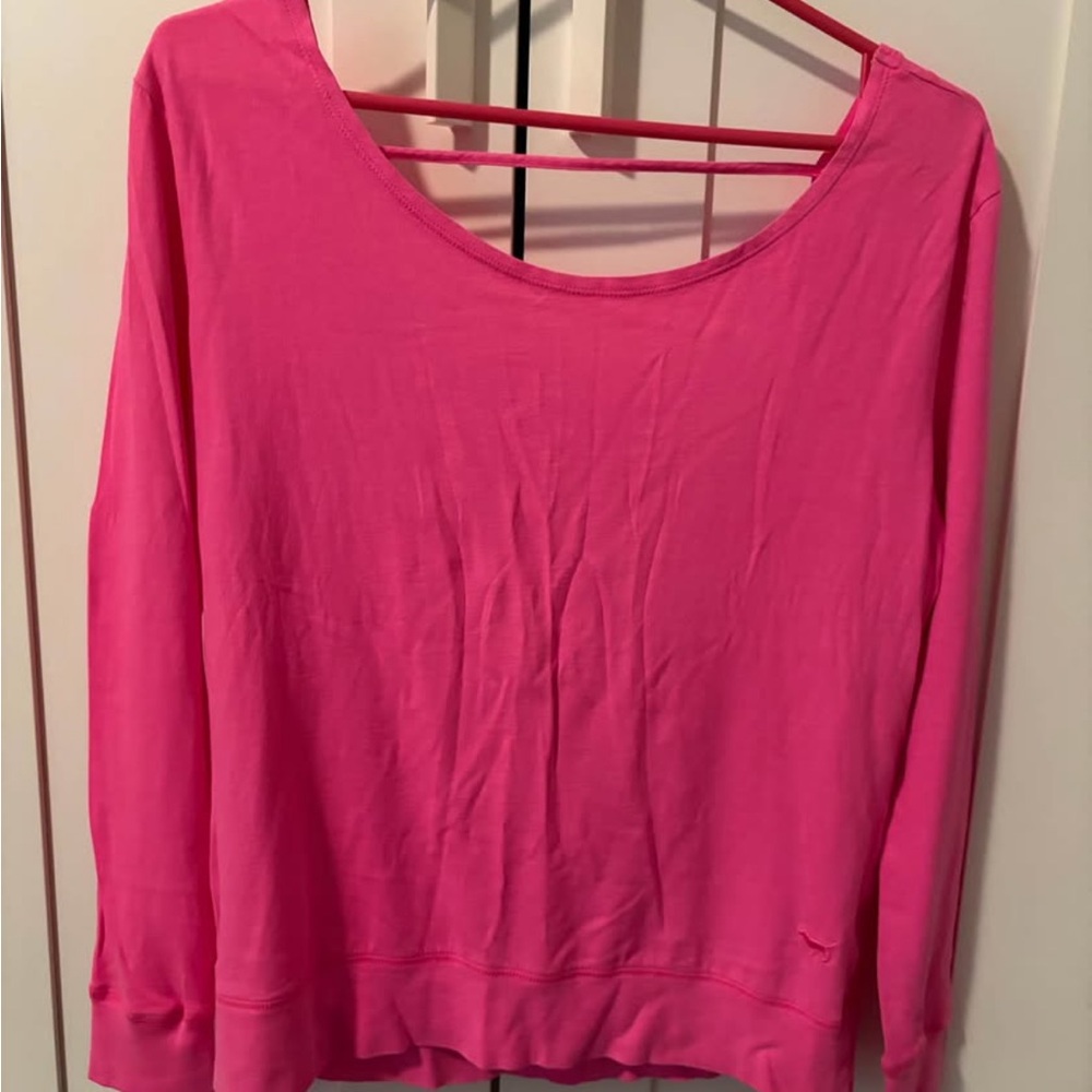 PINK Victoria's Secret Scoop Neck Lightweight Sweatshirt - Bright Pink
